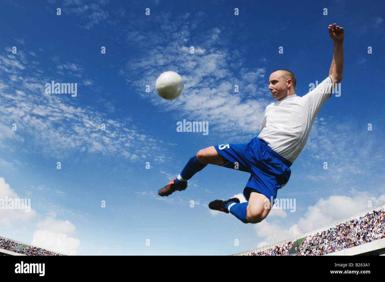 Soccer player half volley stock vector. Illustration of male