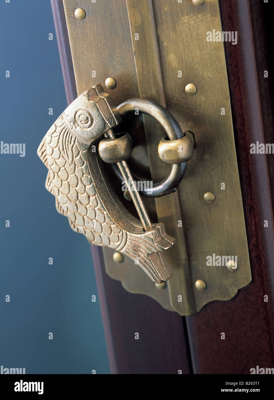 Fish shaped padded lock Stock Photo Alamy