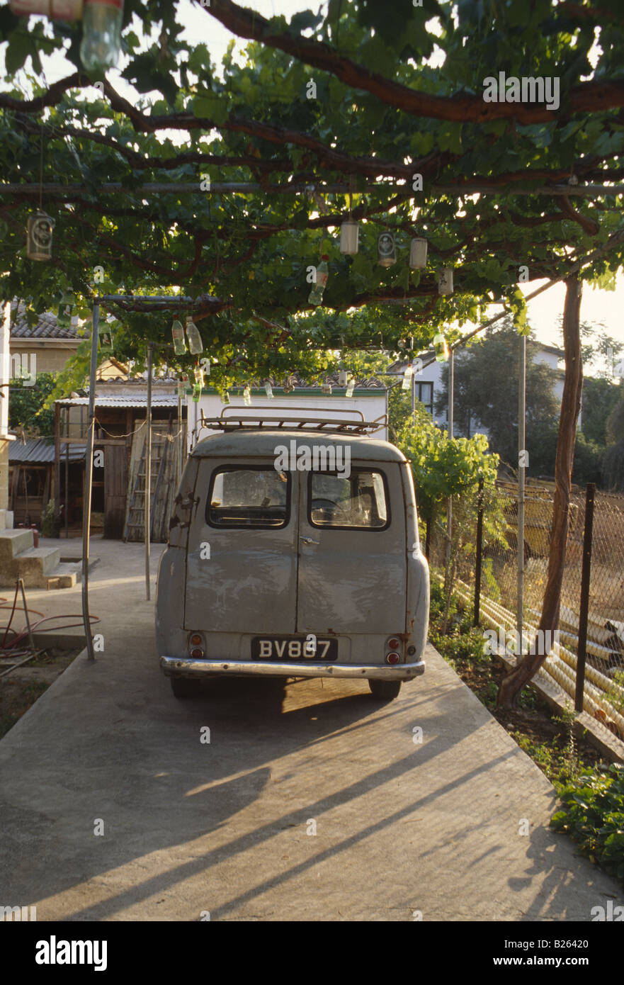 Nicosia Cyprus Home Made Car Port With Vines On Frame Providing