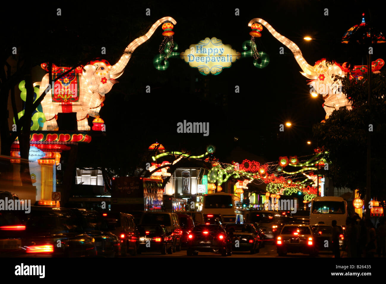 Diwali (Deepavali) the Hindu festival of light is celebrated in Little India, Singapore. Stock Photo