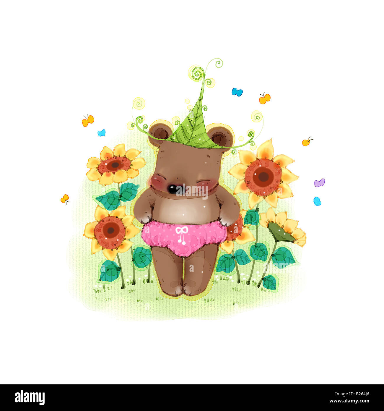 teddy bear holding a sunflower