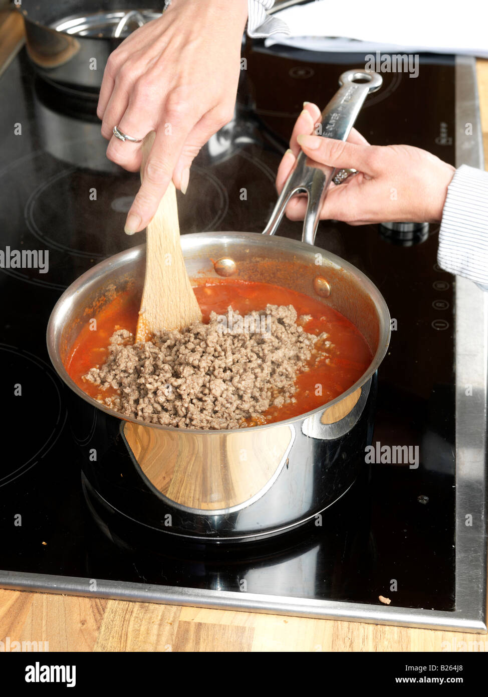 Woman Making Lasagne Model Released Stock Photo