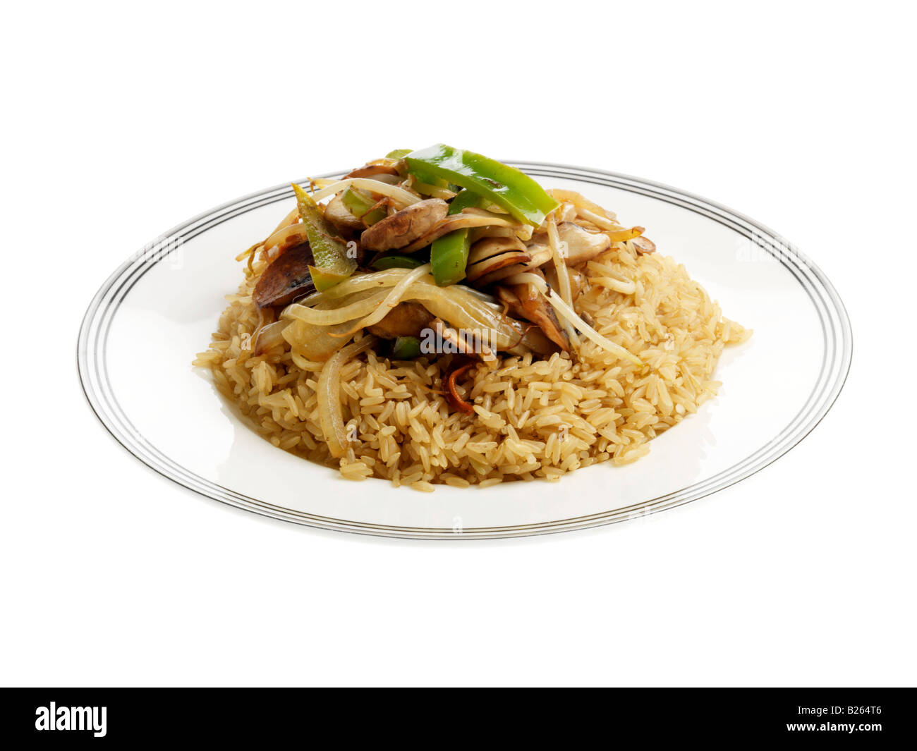 Vegetable Stirfry with Brown Rice Stock Photo