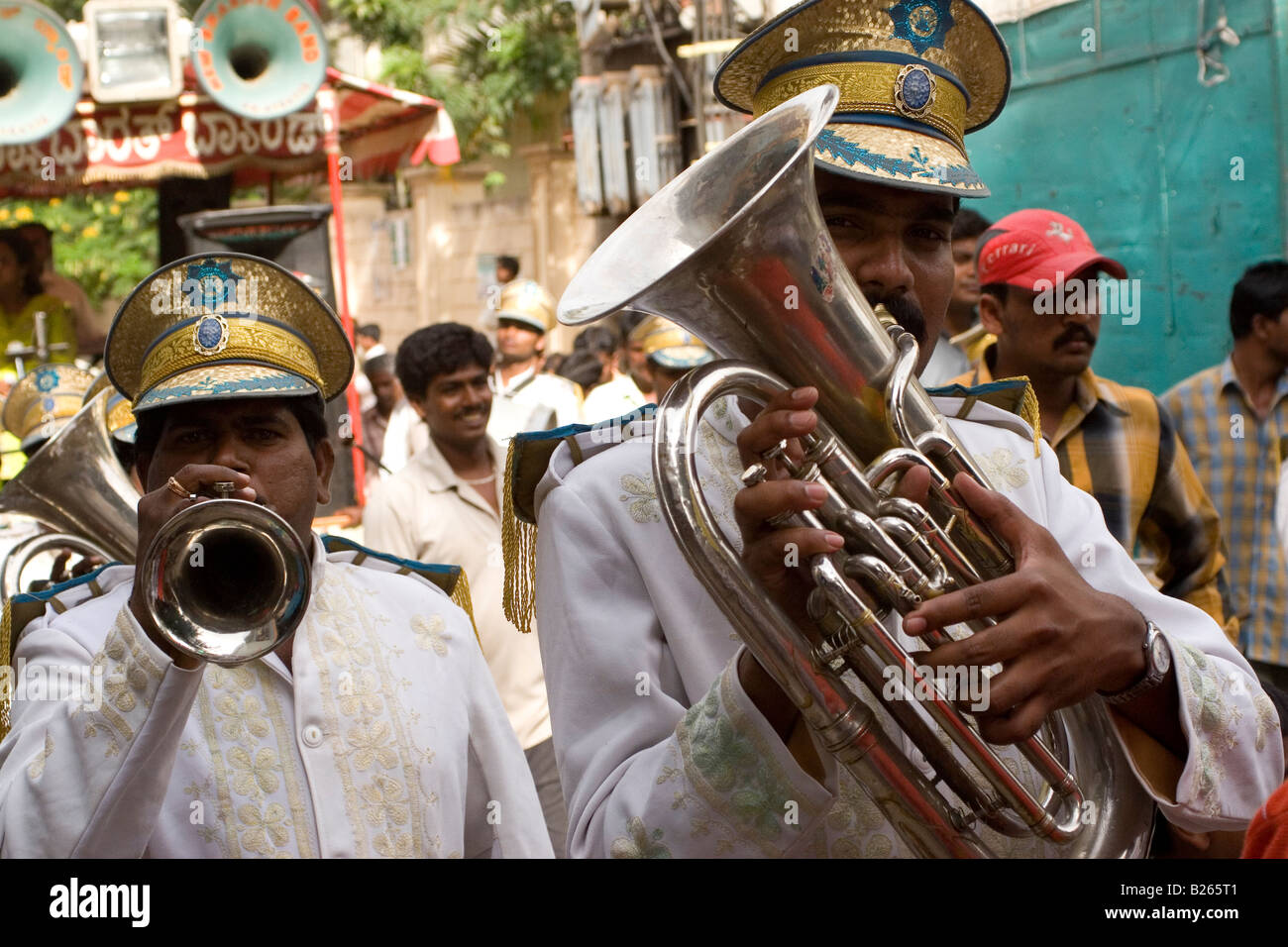 Musicians members of a band perform in Bangalore, India. The band