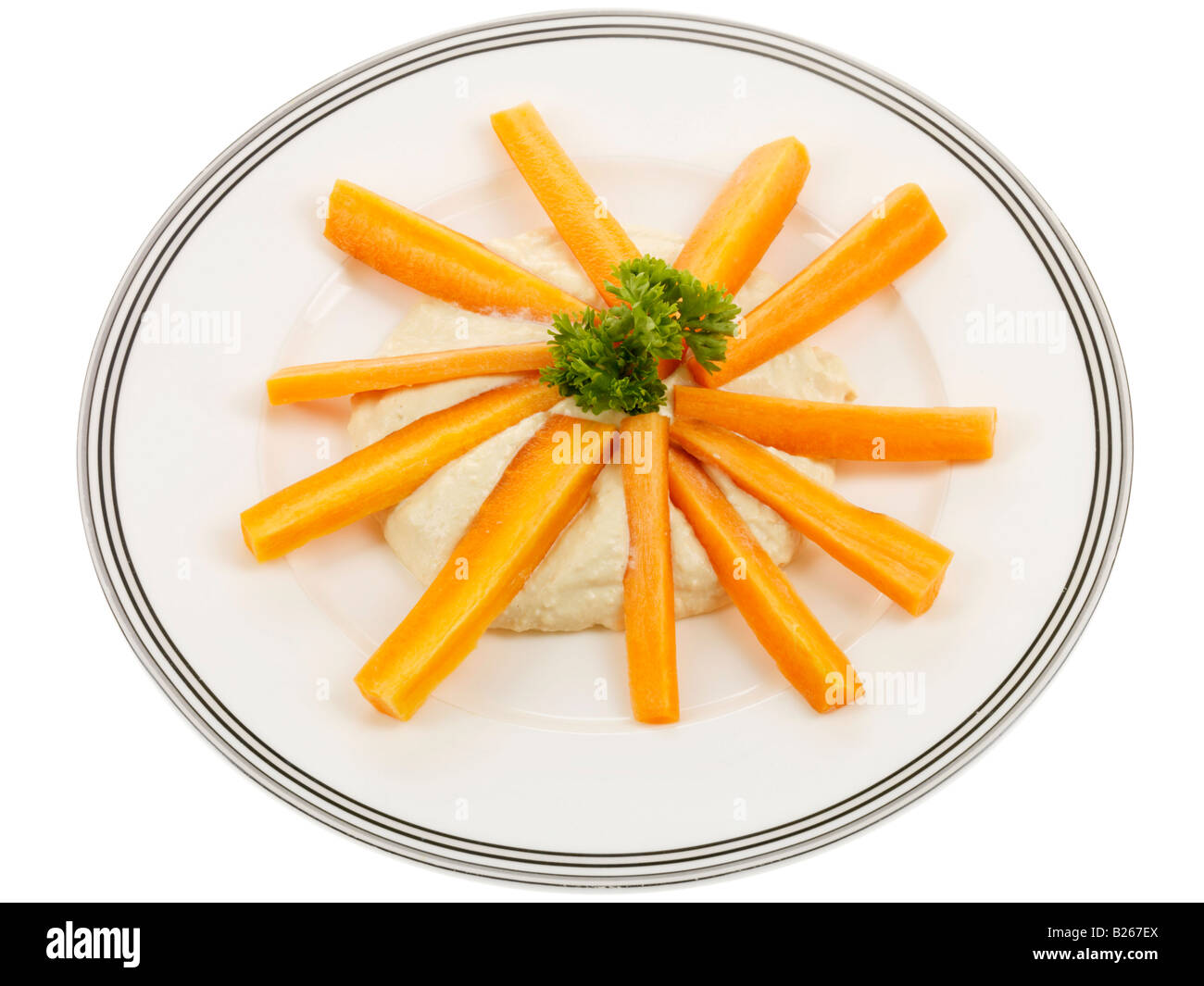 Carrot Sticks with Hummus Stock Photo Alamy