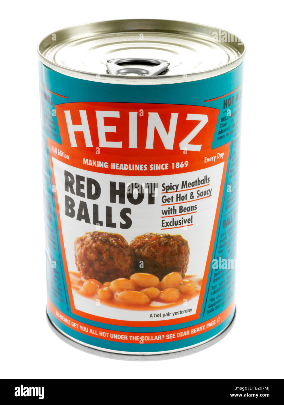Spicy Meatballs with Baked Beans Stock Photo