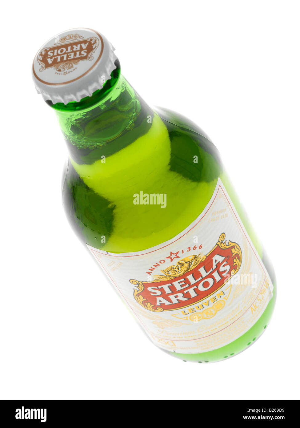 Bottles Of Unopened Stella Artois Lager Beer Isolated Against A White Background With A Clipping Path And No People Stock Photo
