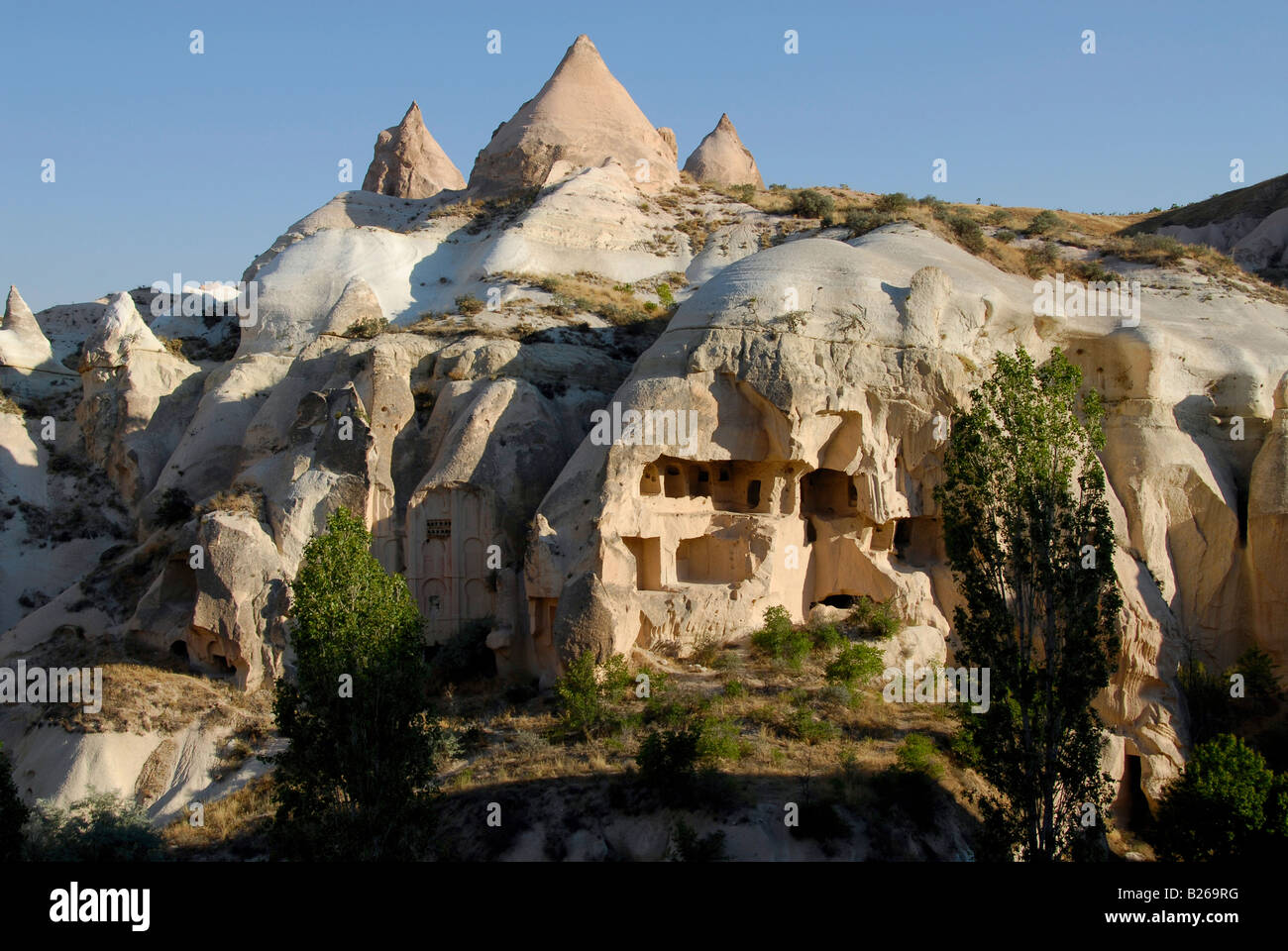 Rock houses, houses carved into the rocks, Mountain landscape