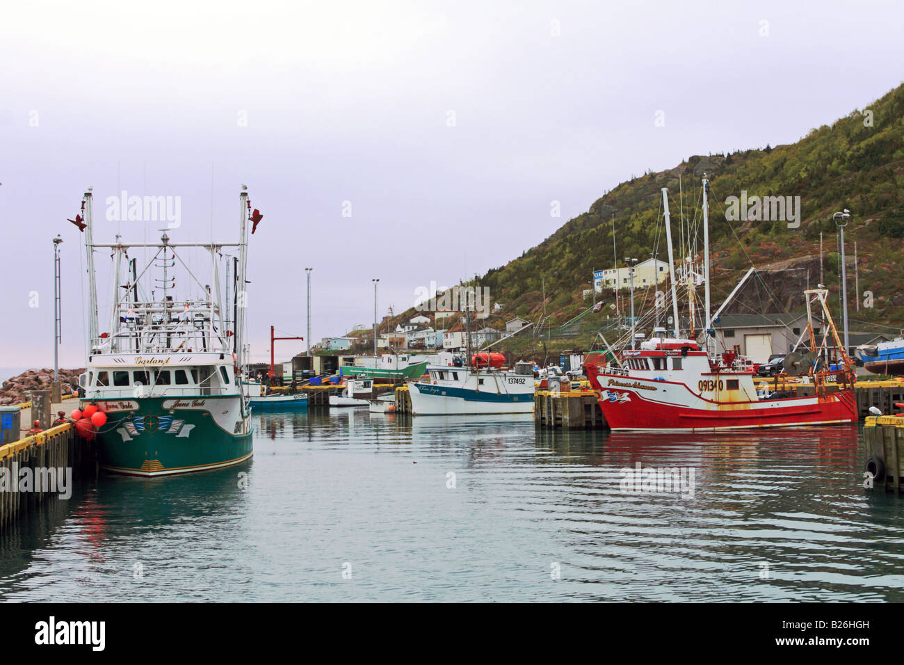 Industrial fishing boats in St John's Harbour, Newfoundland and Labrador, Canada Stock Photo