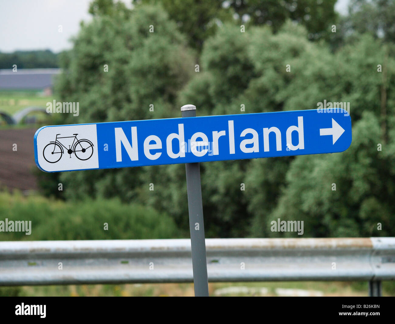 Nederland Netherlands That Way By Bicycle Sign Hazeldonk Near The Dutch Belgian Border Belgium Stock Photo Alamy