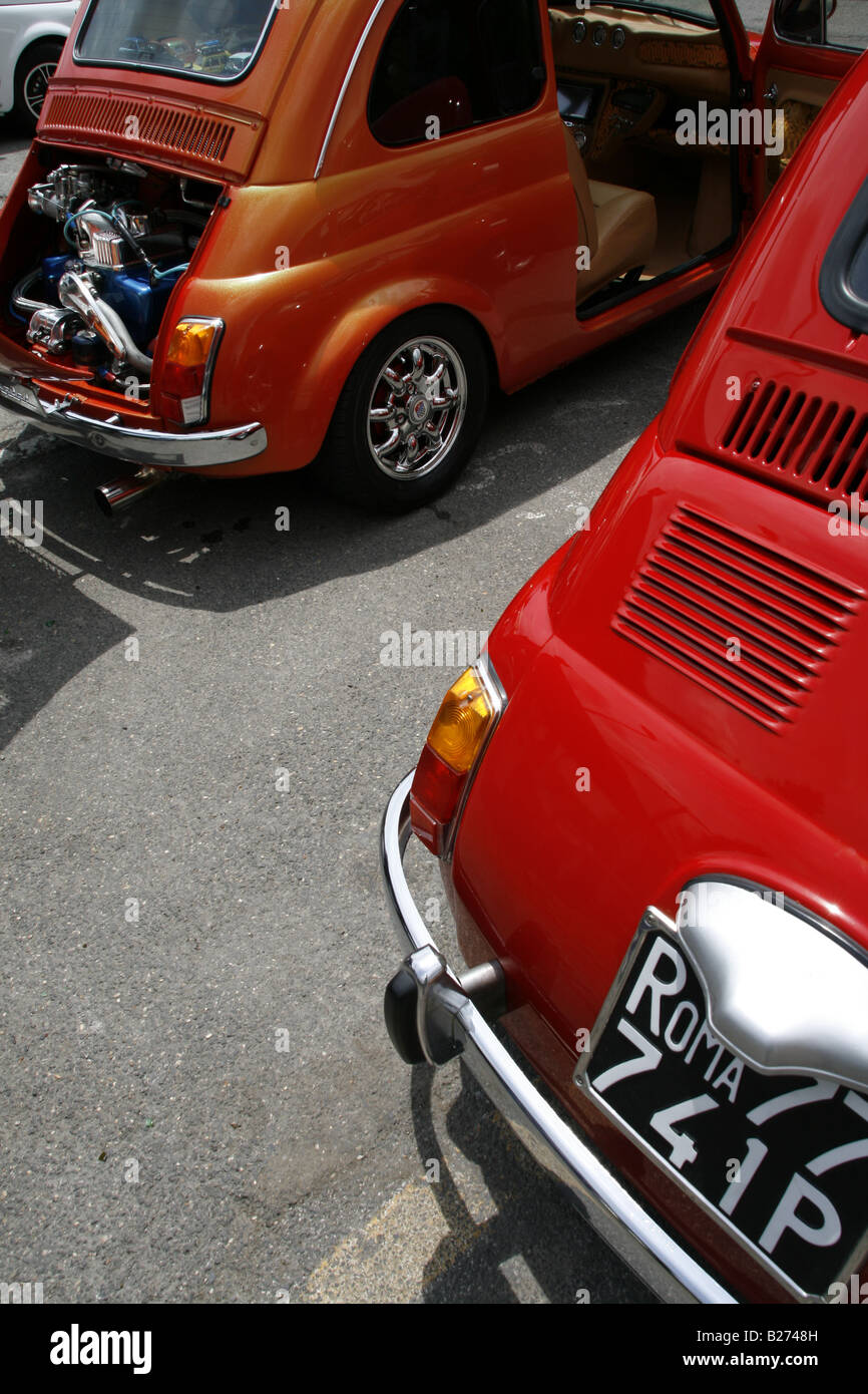 customised fiat 500 cars in street in rome italy Stock Photo - Alamy