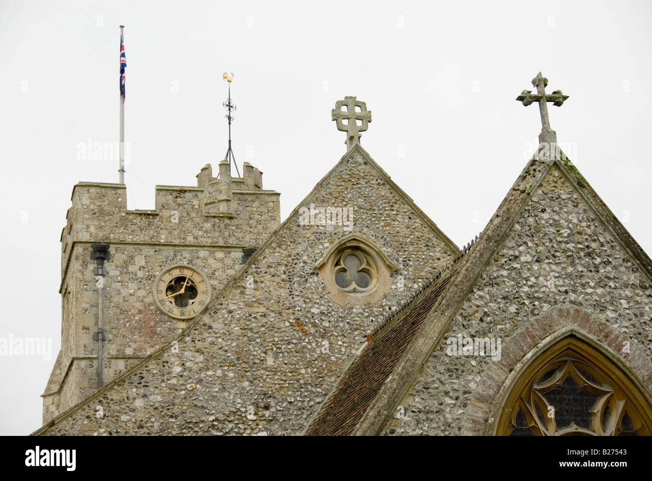 St Nicholas Church Tower and Triangular Roof Top Longparish Hampshire