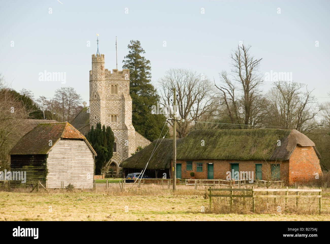 St Nicholas Church and Converted Barn Cottage Homes Longparish Stock ... St Nicholas Church and Converted Barn Cottage Homes Longparish Stock ...