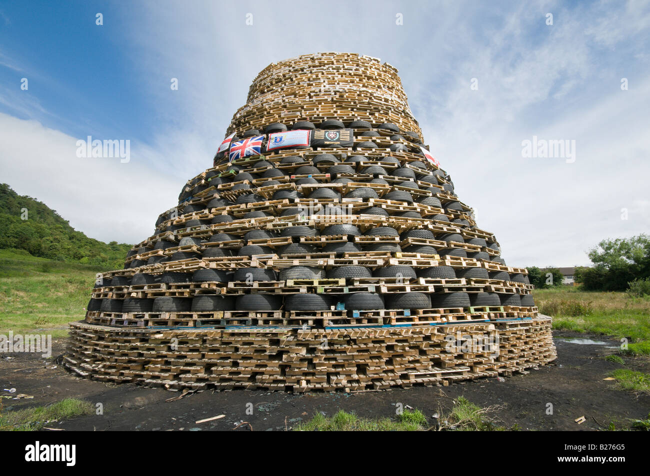 Bonfire at Cloughfern, Newtownabbey Stock Photo