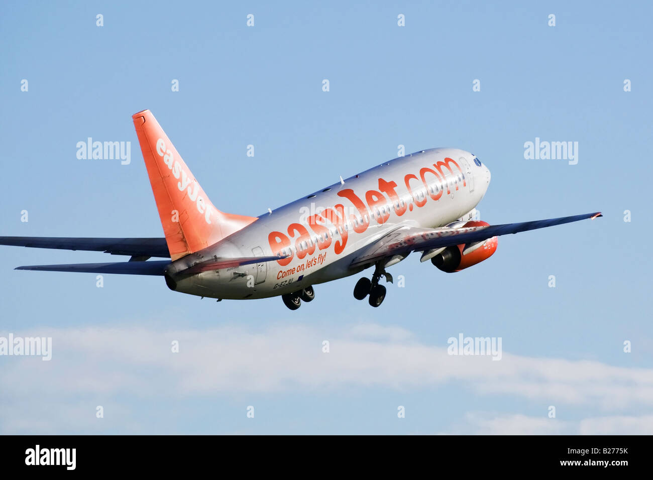 A Boeing B737 series 700 of the UK s budget airline EasyJet on departure from Luton Airport Stock Photo