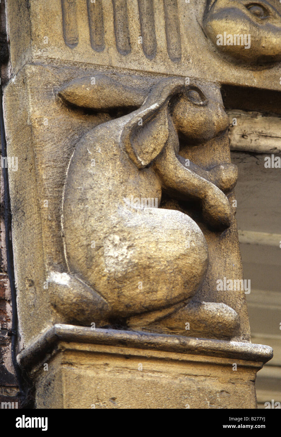 Langport Somerset carved rabbit Stock Photo