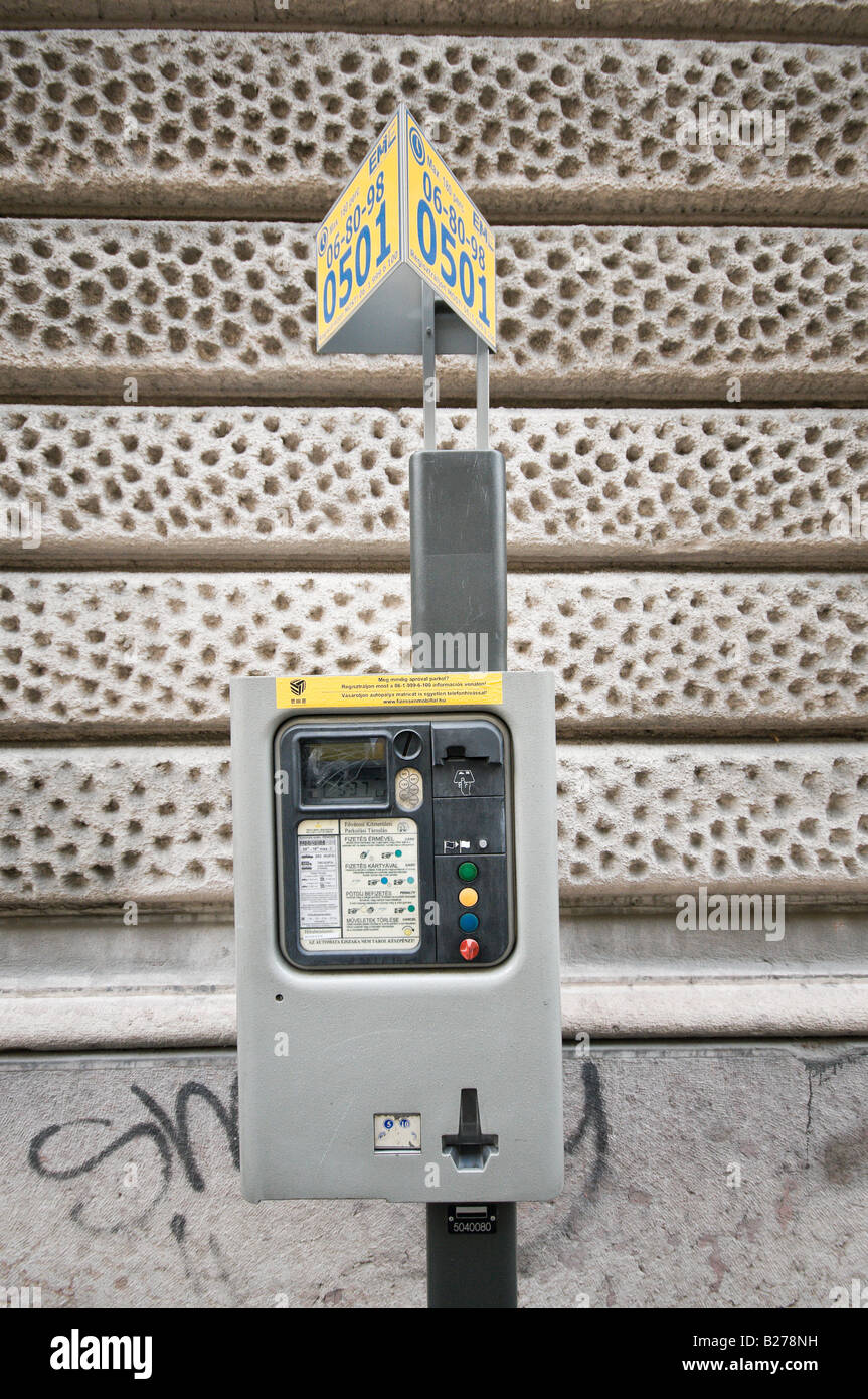 Parking meter on a street in Budapest Stock Photo