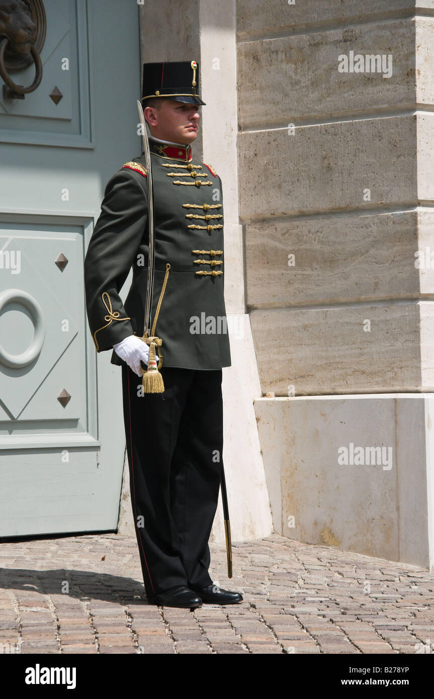 Hungarian Soldier in Ceremonial uniform with a sword Stock Photo
