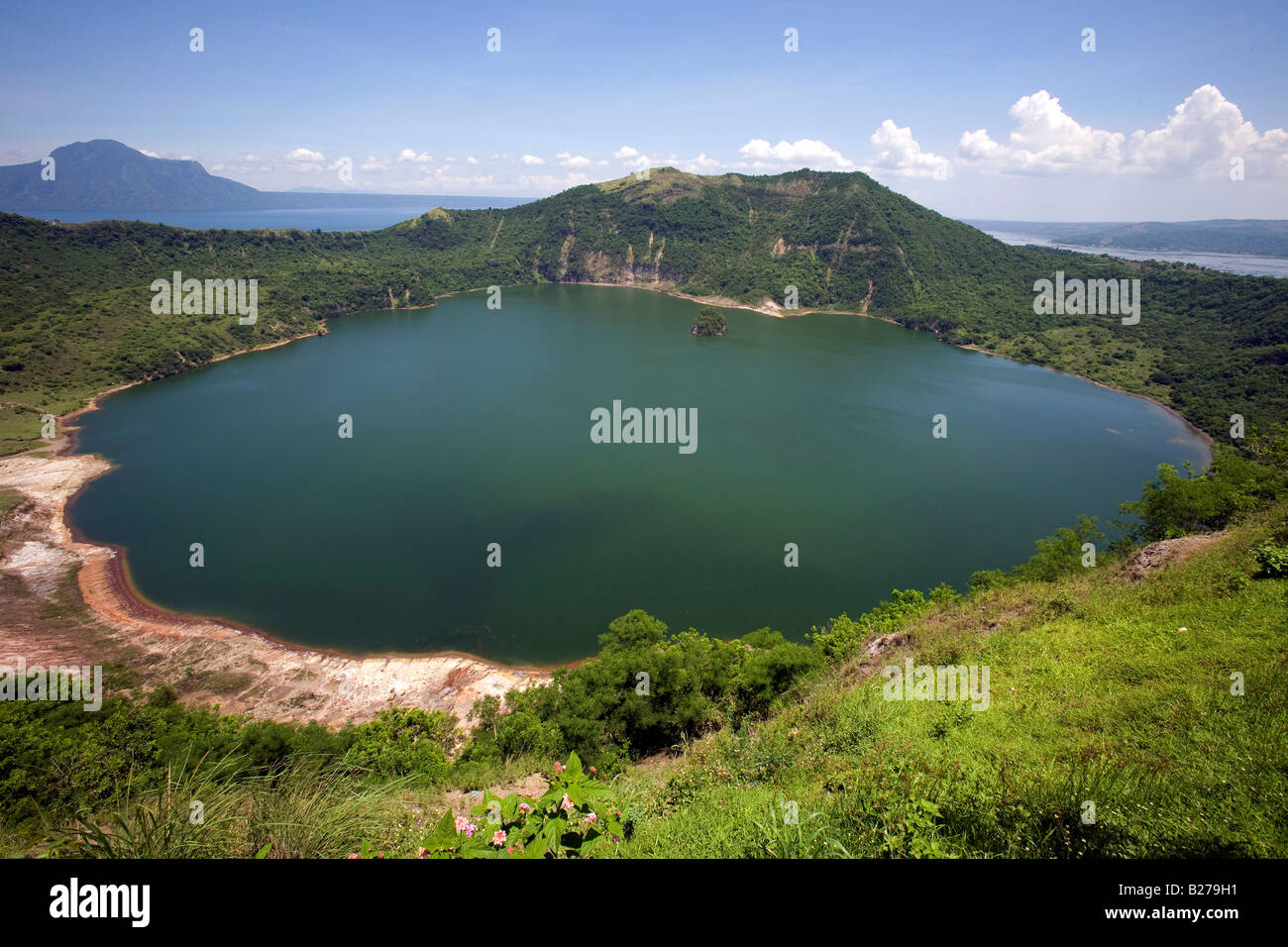 A view of the Taal Volcano crater lake situated inside Taal Lake near Tagaytay City in Cavite Province, Luzon, Philippines. Stock Photo