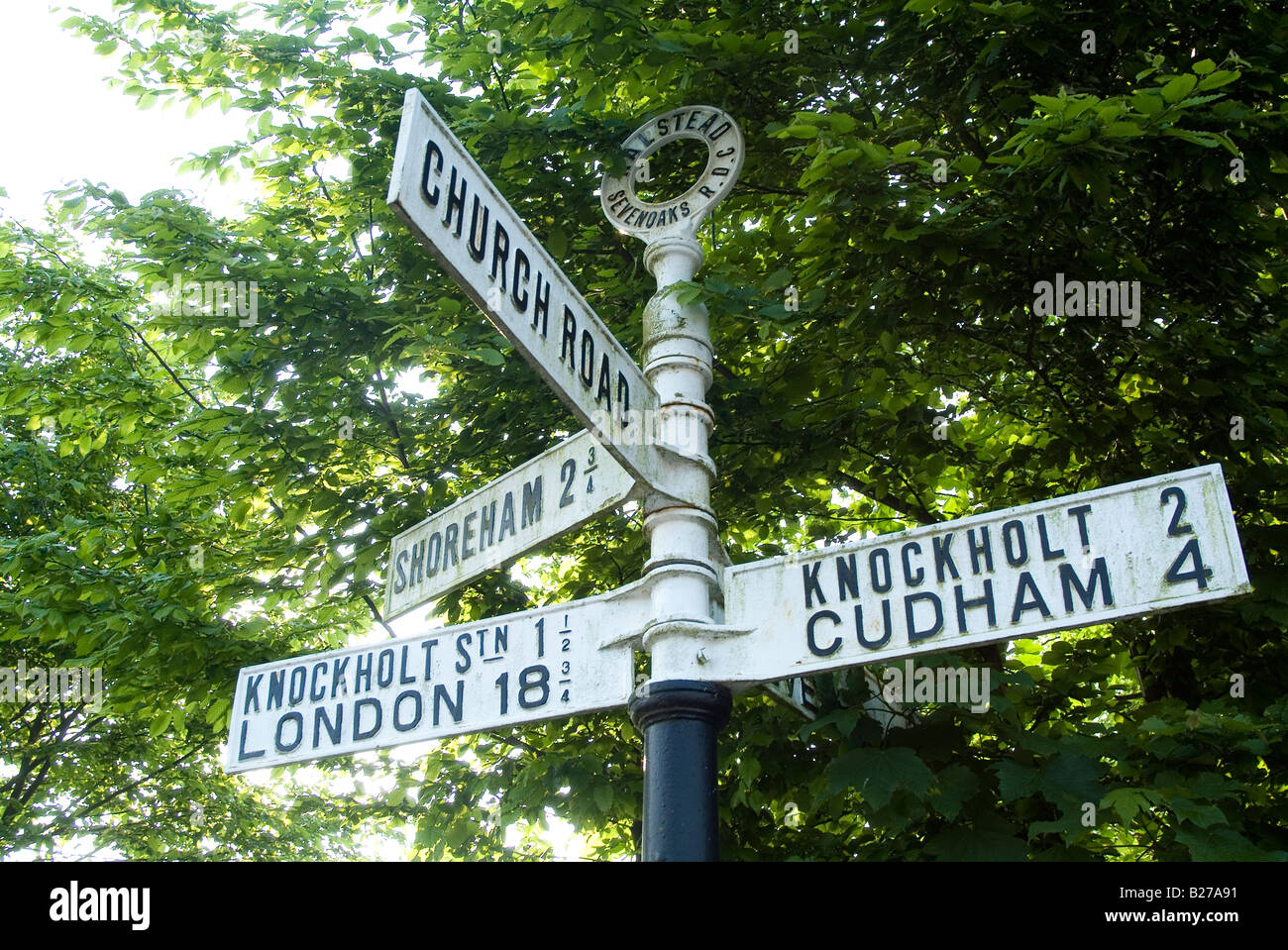Rural Sign Post at Halstead, Sevenoaks, Kent, UK Stock Photo Alamy