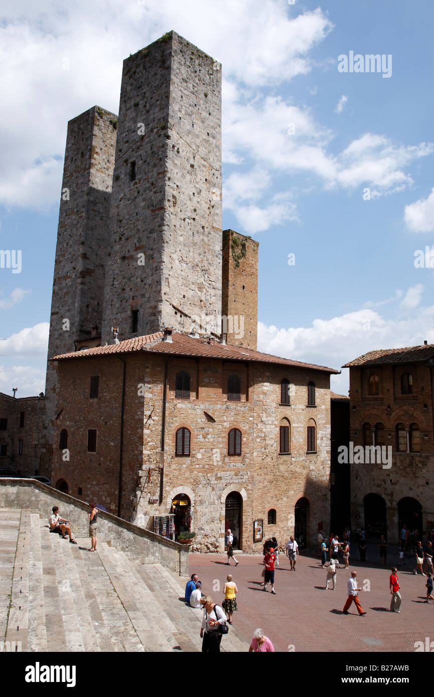 view of piazza del duomo san gimignano delle belle torri tuscany southern italy europe Stock Photo