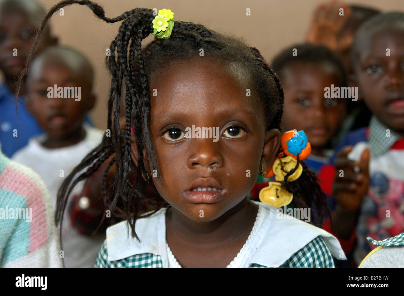 Pre-school girl in a day care centre in Akropong Akwapim, Eastern Region, Ghana Stock Photo