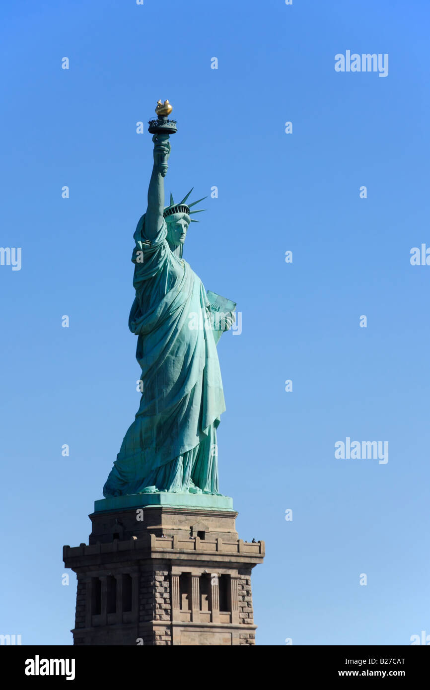 Statue of Liberty on pedestal - New York City, USA Stock Photo