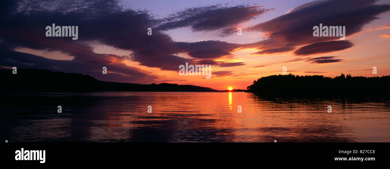 Beautiful sunset over Loch Ewe, Wester Ross, Scotland, UK Stock Photo