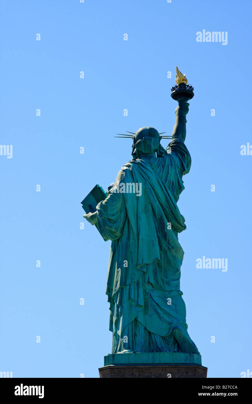 Back view on Statue of Liberty - New York City, USA Stock Photo