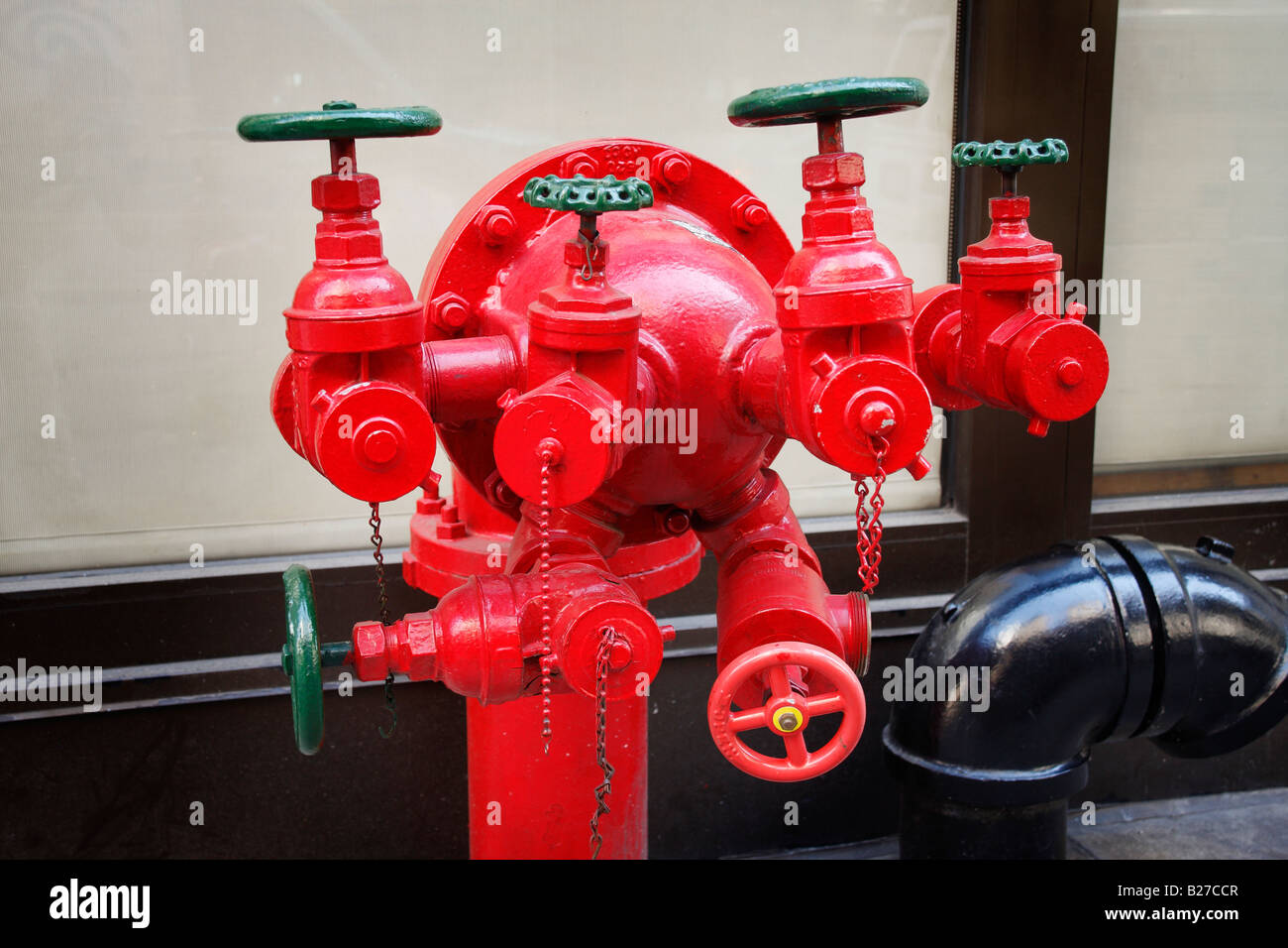 A 6-valves fire hydrant in East Village - New York City, USA Stock Photo