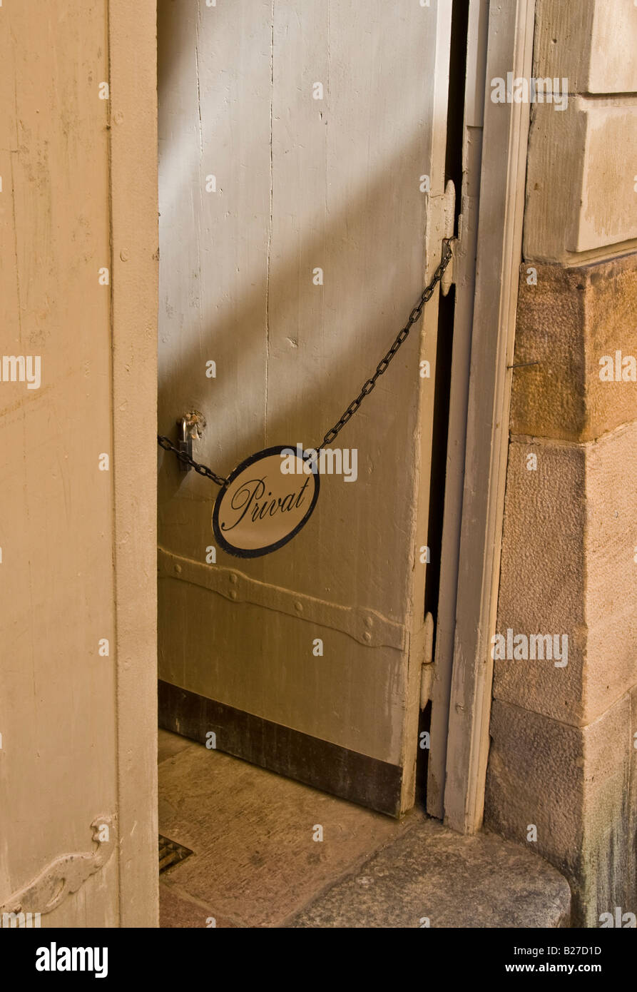 Doorway with sign Private Stock Photo