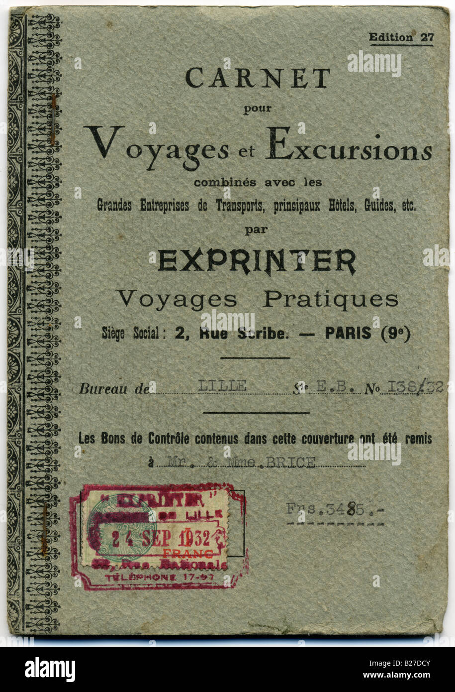 Old french passport hi-res stock photography and images - Alamy