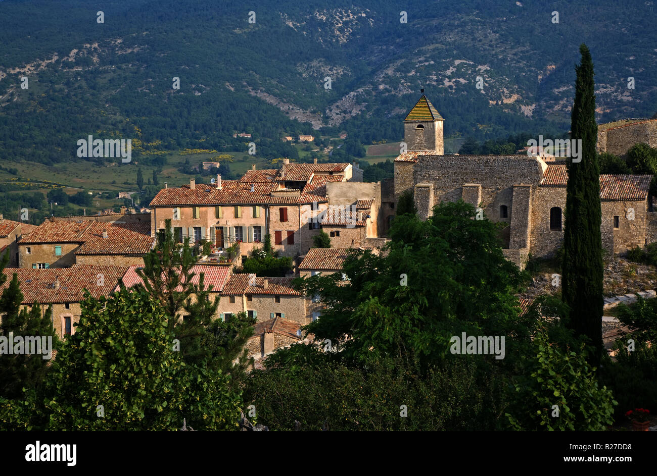 Aurel, a delightful village in the Sault region on the border of the Vaucluse, Provence. Stock Photo