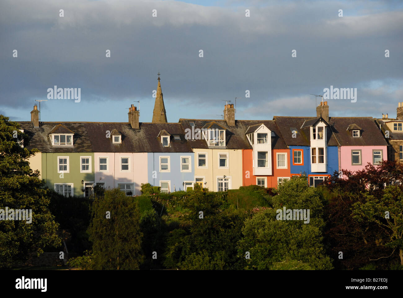 Colourful houses Alnmouth Stock Photo 18604702 Alamy