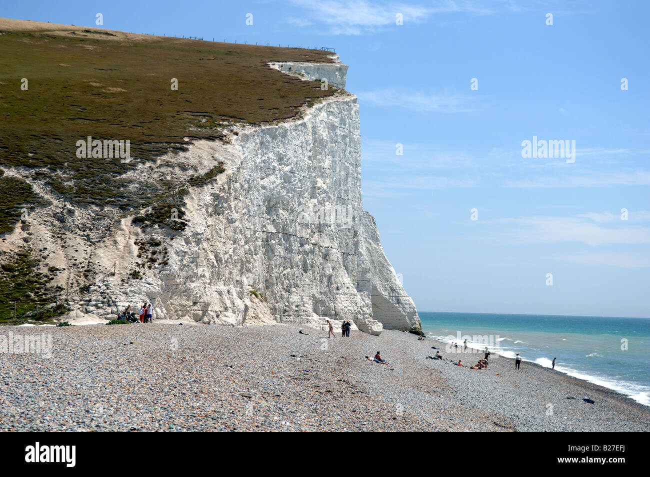 The pebble beach at Cuckmere Haven in East Sussex July 2008 Stock Photo