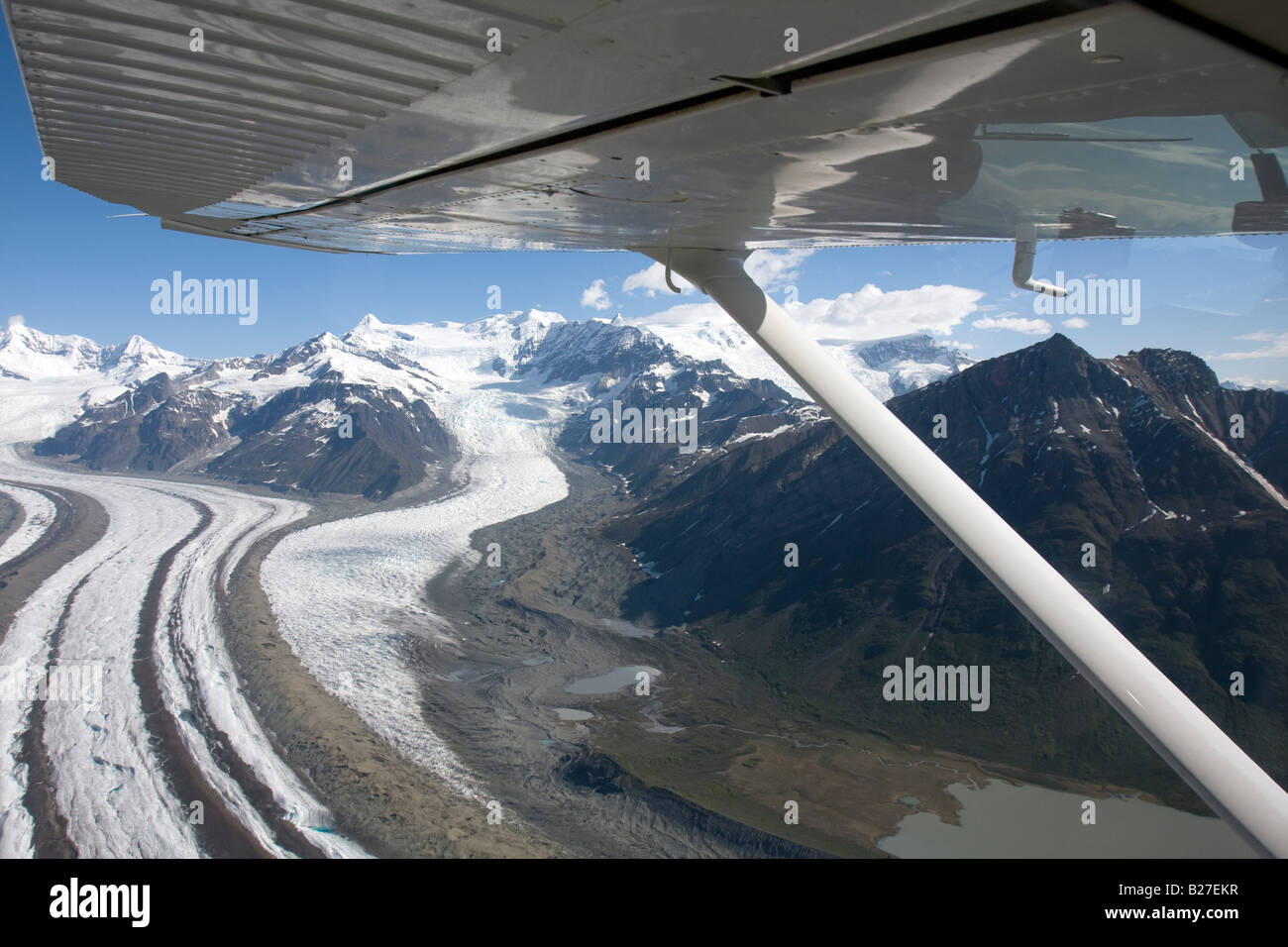 Flight seeing within Wrangell-St. Elias National Park & Preserve with Wrangell Mountain Air, McCarthy, Alaska, USA Stock Photo
