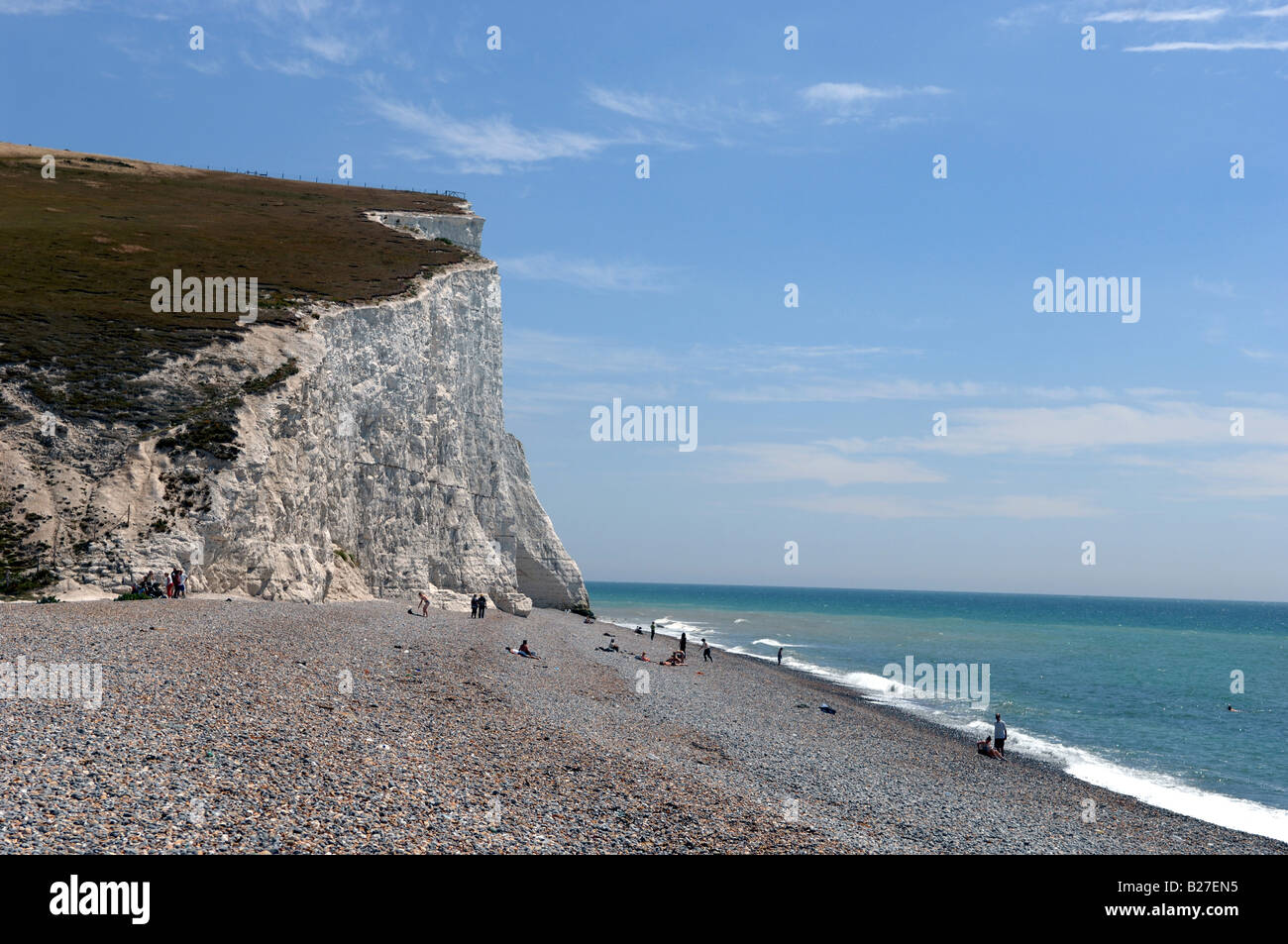 The beach at Cuckmere Haven in Seven Sisters Country Park July 2008 Stock Photo