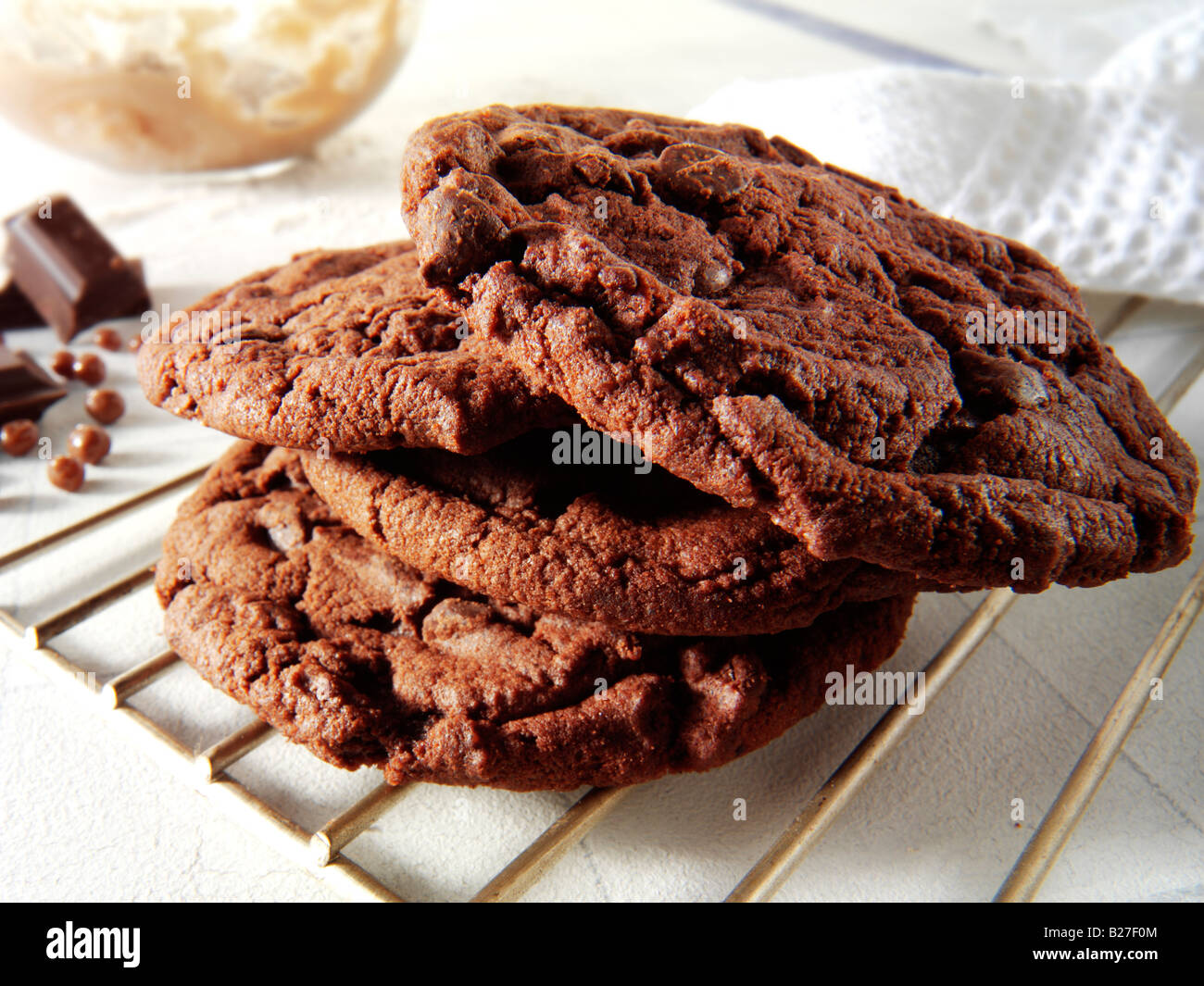 Chocolate brownie biscuits Stock Photo