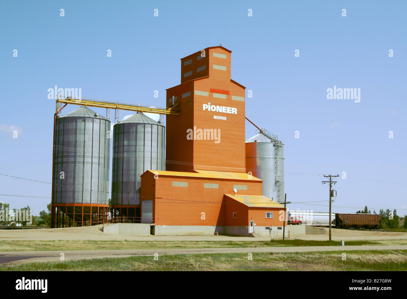 Pioneer modern grain elevator in Morse Saskatchewan Stock Photo
