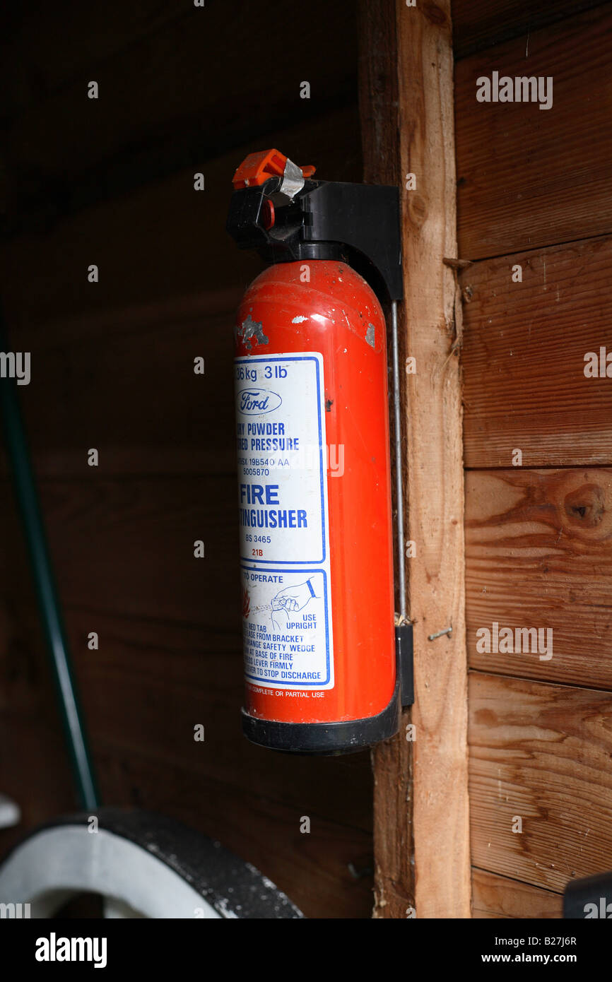 Fire extinguisher in tool shed Stock Photo Alamy