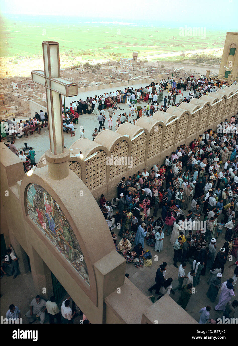 Every year in August the monastery in Durunka, beside Assiut, is celebrating a festival in commemoration of Saint Mary Stock Photo