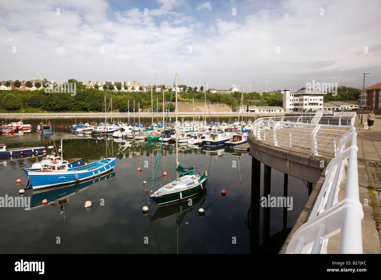 UK Tyne and Wear Sunderland Roker Marina boats moored in the basin