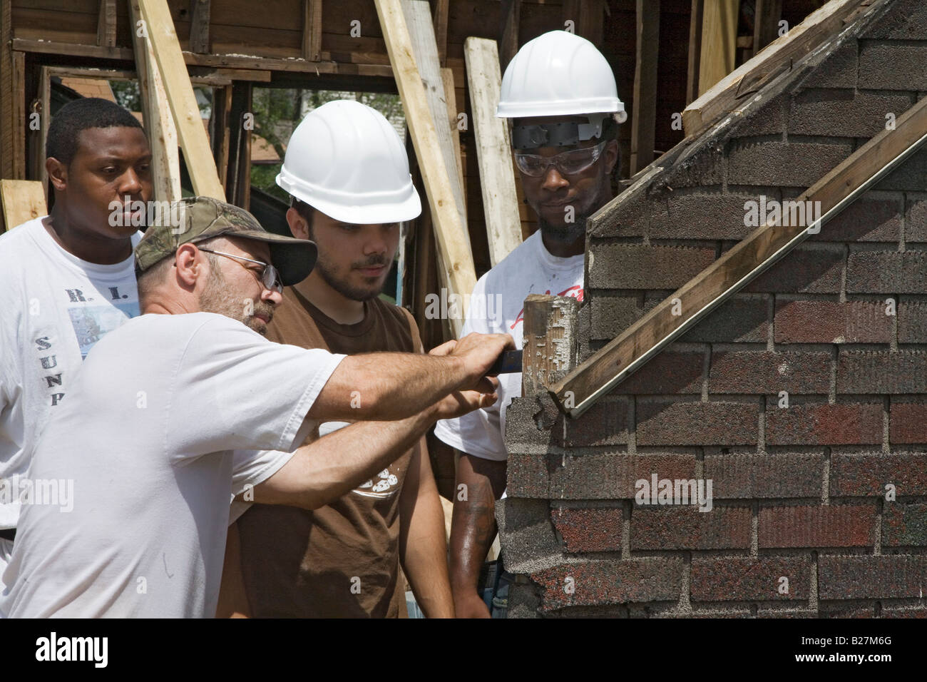 High School Dropouts Learn Construction Skills Stock Photo