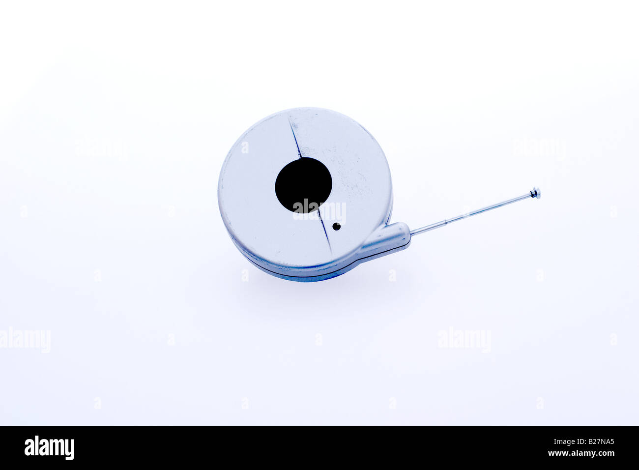 Round metallic object with an antennae with a black circle in the middle Stock Photo