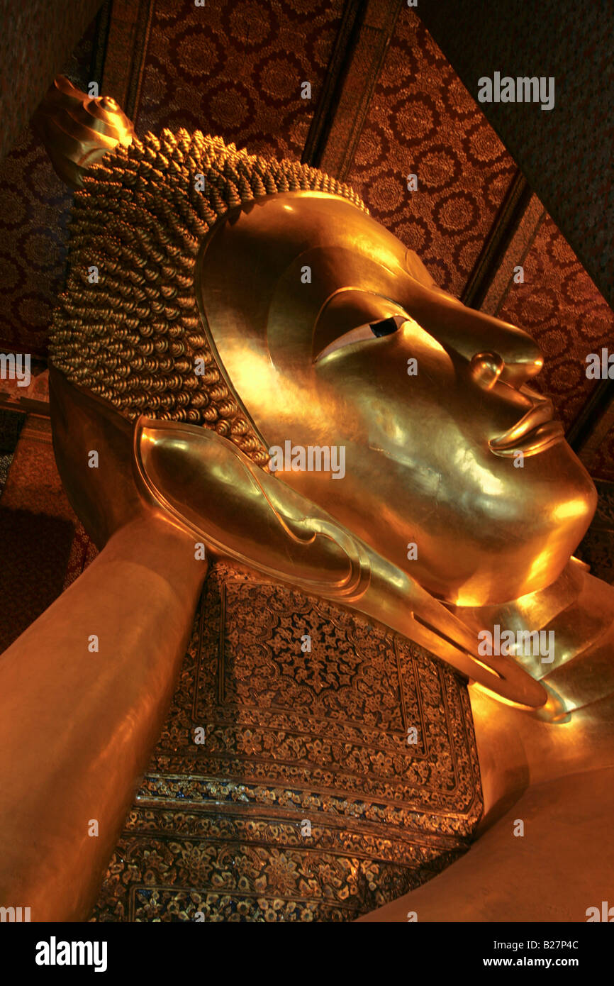 Reclining Buddha at Wat Po Stock Photo