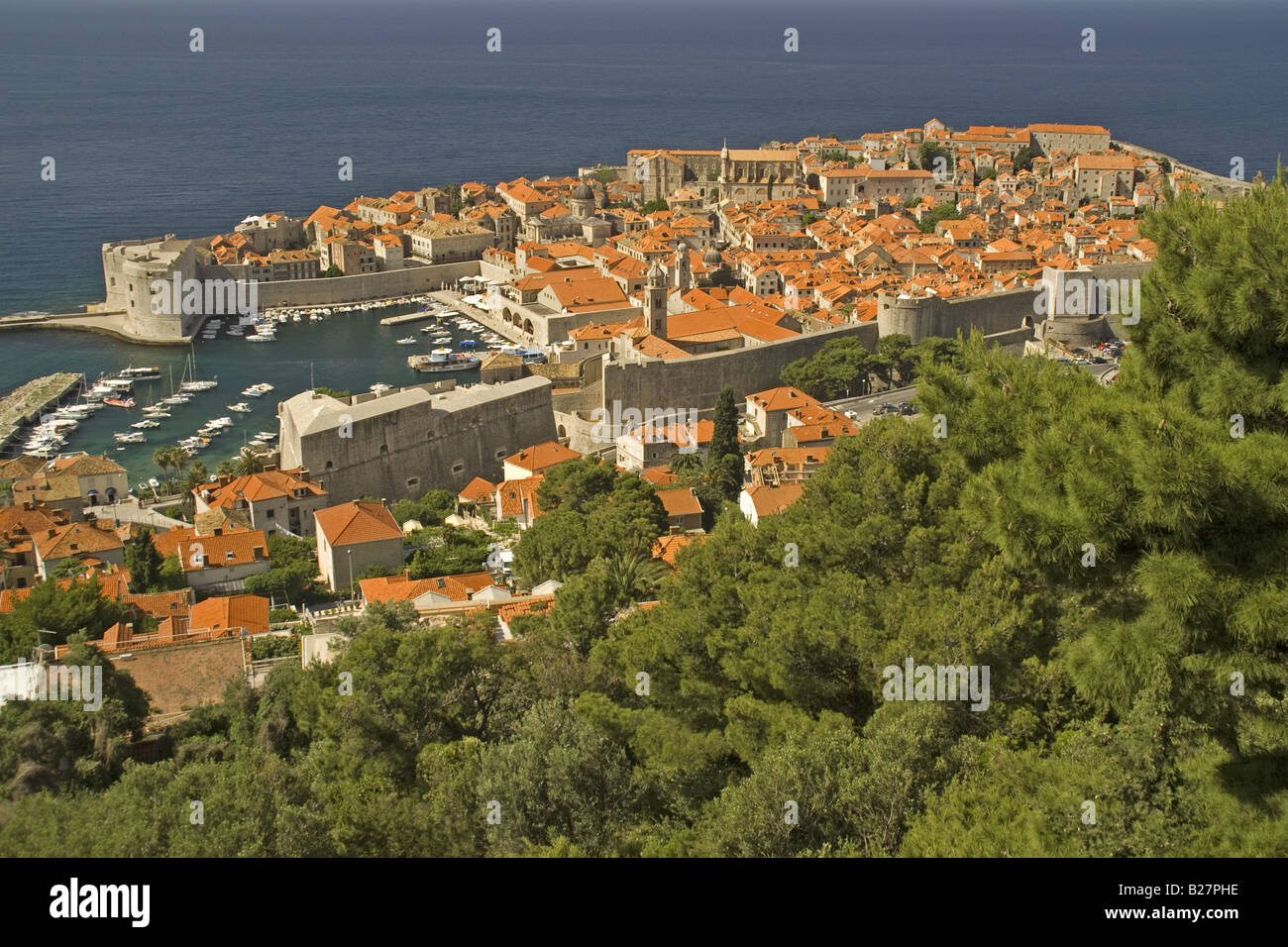 Dubrovnik Old Town's orange tiled rooftops Stock Photo