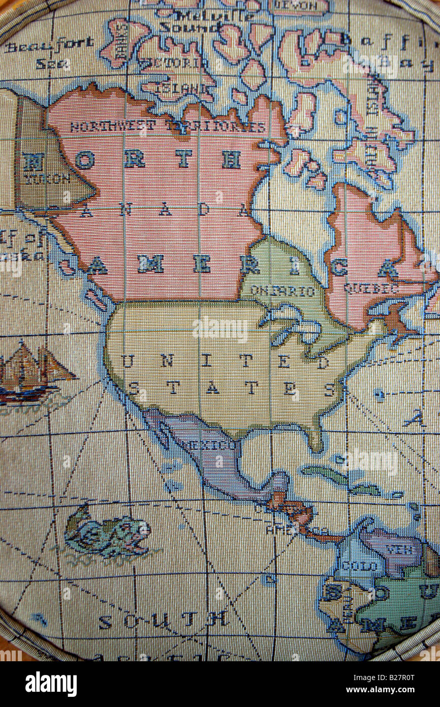 Ornamental map of the united states and mexico hi-res stock photography ...