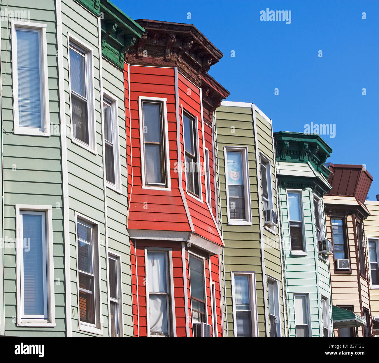 Row houses, Brooklyn, New York, United States Stock Photo