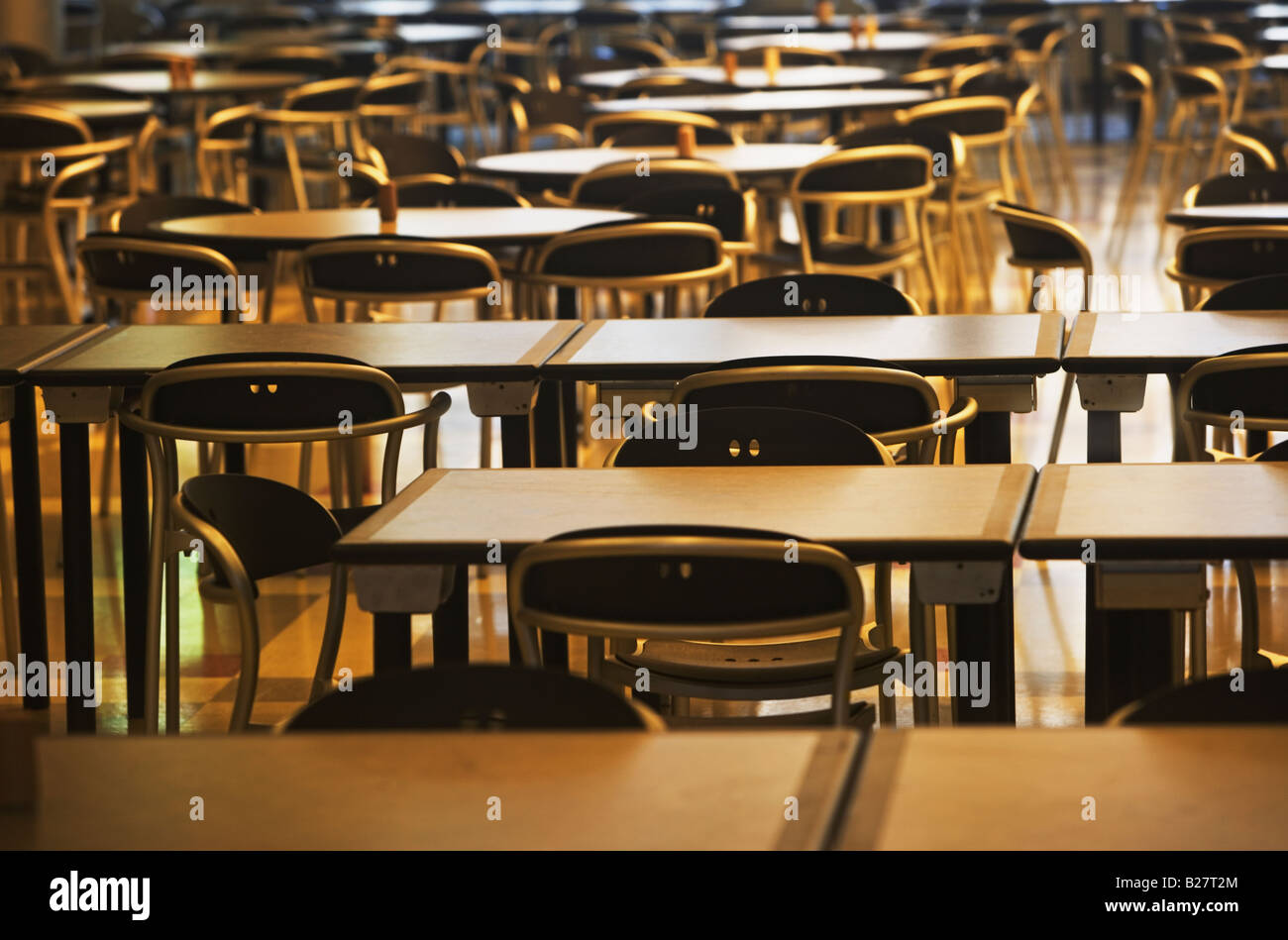 Empty tables and chairs Stock Photo Alamy