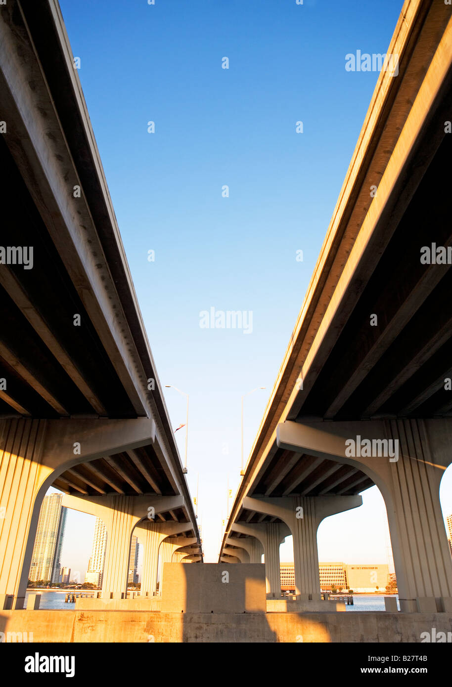 Low angle view of elevated highways Stock Photo